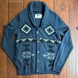 Urban Pipeline Navy Aztec Shawl Collar Cardigan